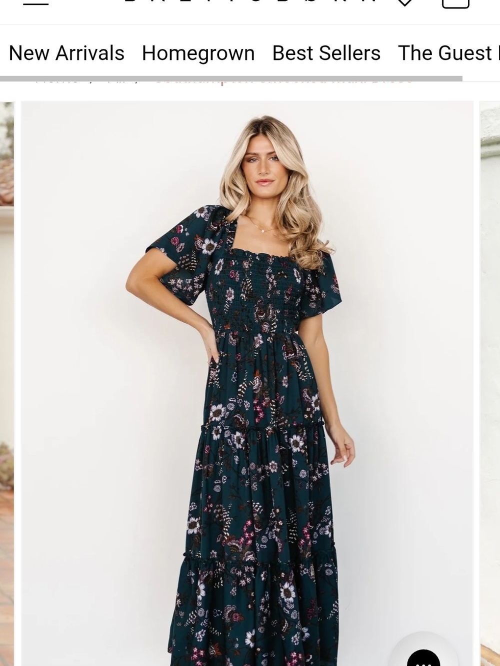 Baltic Born Southamption Floral Tiered Maxi Dress with Flutter Sleeves NWT